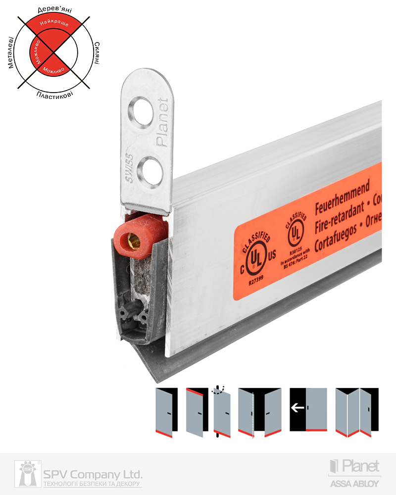 Фото   Ущільнювач активний PLANET RH 13x30mm/27mm 48 db 960 мм профільні/металеві/дерев'яні FIRE LEFT в інтернет-магазині locksmaster.com.ua