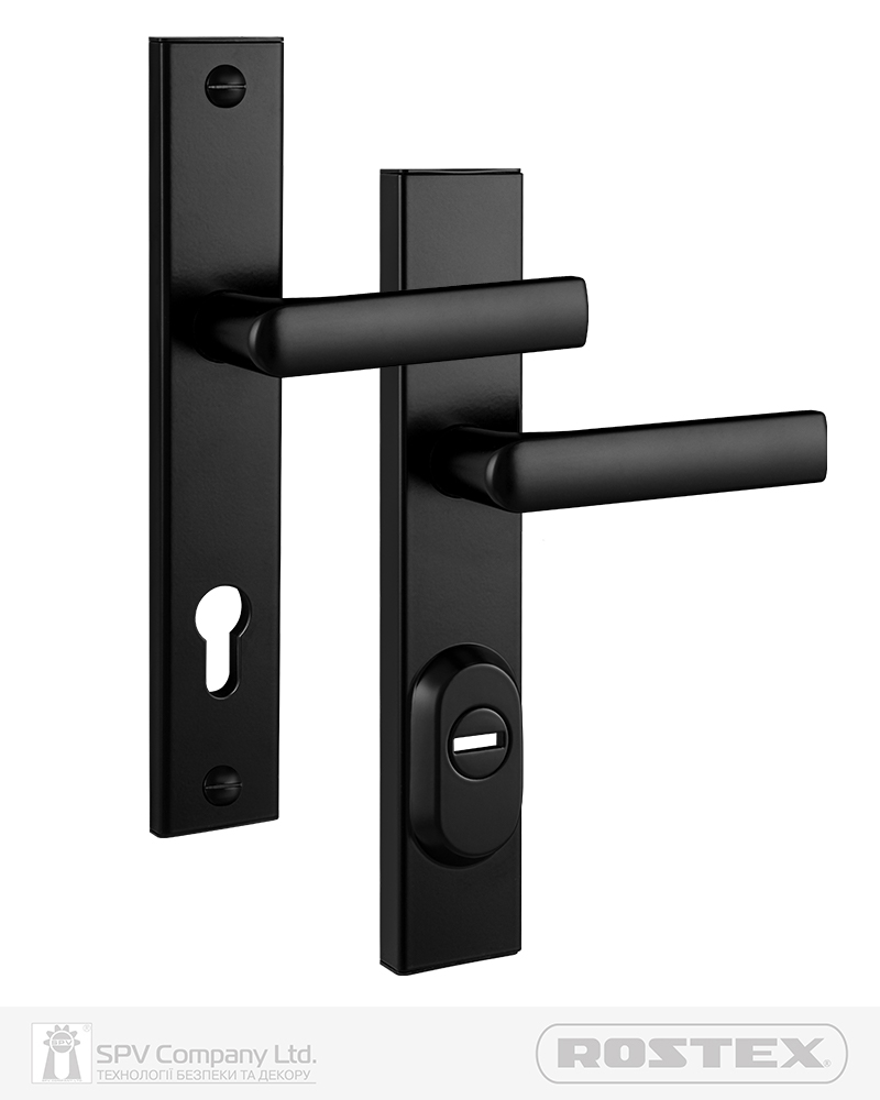 Фото Фурнітура захисна ROSTEX R1/R4 R mov-mov DIN PLATE 90мм Фарба_чорна 22мм 38-55мм 3клас 804 BLACK_MAT Комплект в інтернет-магазині locksmaster.com.ua