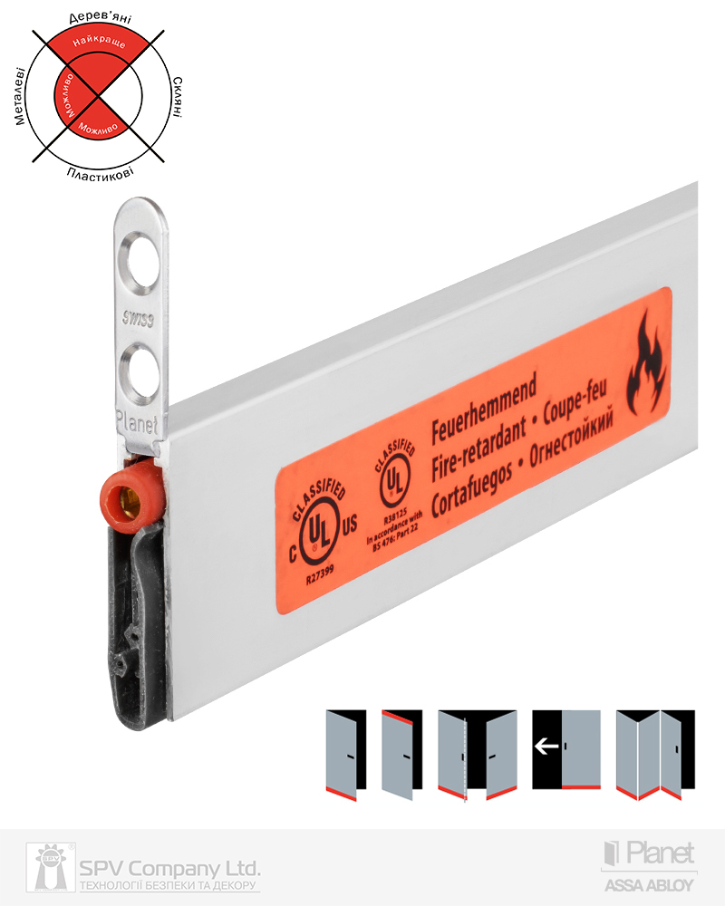 Фото   Ущільнювач активний PLANET US 8x30mm/20mm 48 db 960 мм профільні/металеві/дерев'яні FIRE   в інтернет-магазині locksmaster.com.ua