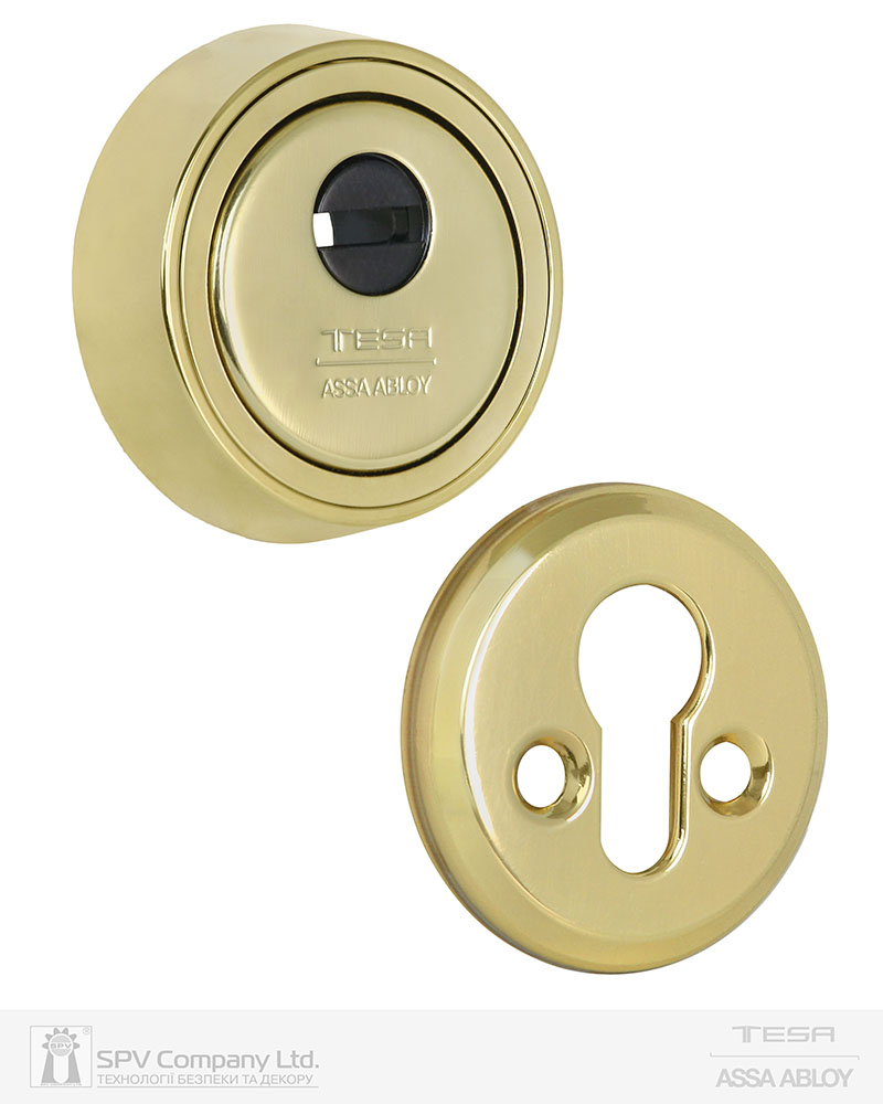 Фото Протектор TESA   E900   DIN ROUND 23мм 38-45мм Латунь_PVD 3клас POLISHED_BRASS     Комплект в інтернет-магазині locksmaster.com.ua