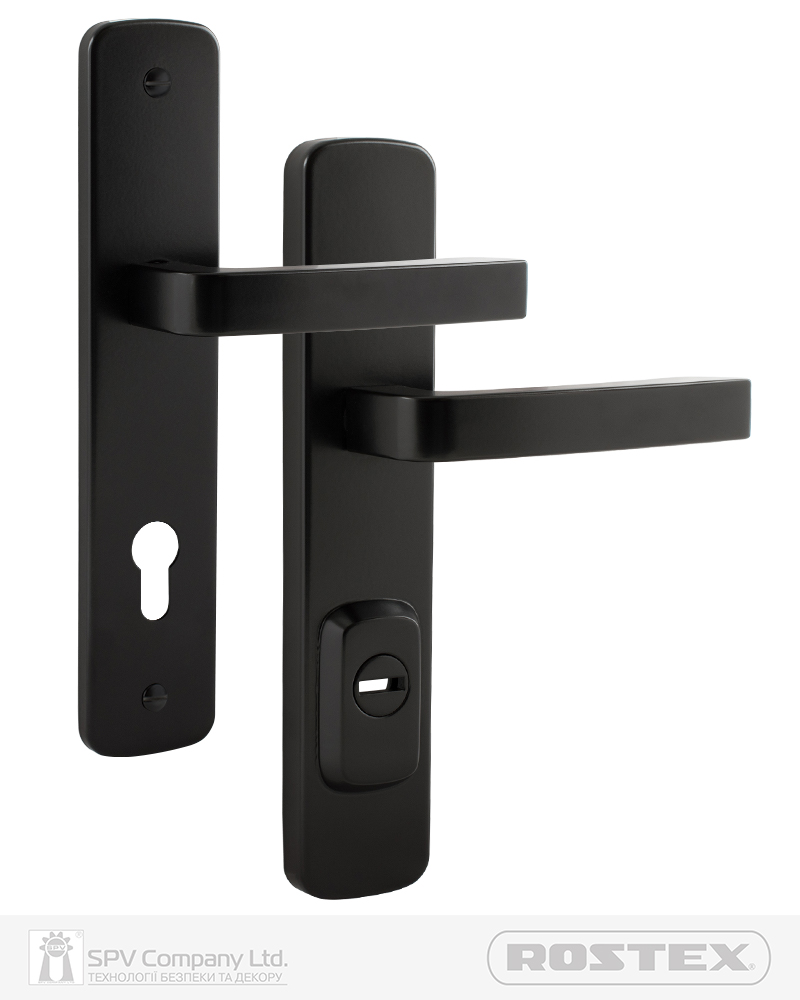 Фото Фурнітура захисна ROSTEX ASTRA R mov-mov DIN PLATE 85мм Фарба_чорна 22мм 38-55мм 3клас Astra BLACK_MAT Комплект в інтернет-магазині locksmaster.com.ua
