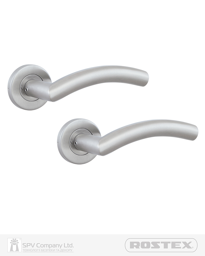 Фото Ручка дверна ROSTEX PALERMO ES53 mov-mov   ROUND   Нерж.сталь_мат 38-55мм наскрізь Palermo NEREZ_MAT Комплект в інтернет-магазині locksmaster.com.ua