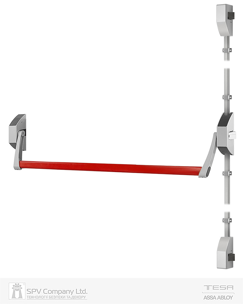 Фото Замок TESA для евакуаційного виходу накладний GLOBAL3L 3 Locking     GR 900мм 8x8мм G: silver (RAL9006)/ R: red (RAL 3000) в інтернет-магазині locksmaster.com.ua