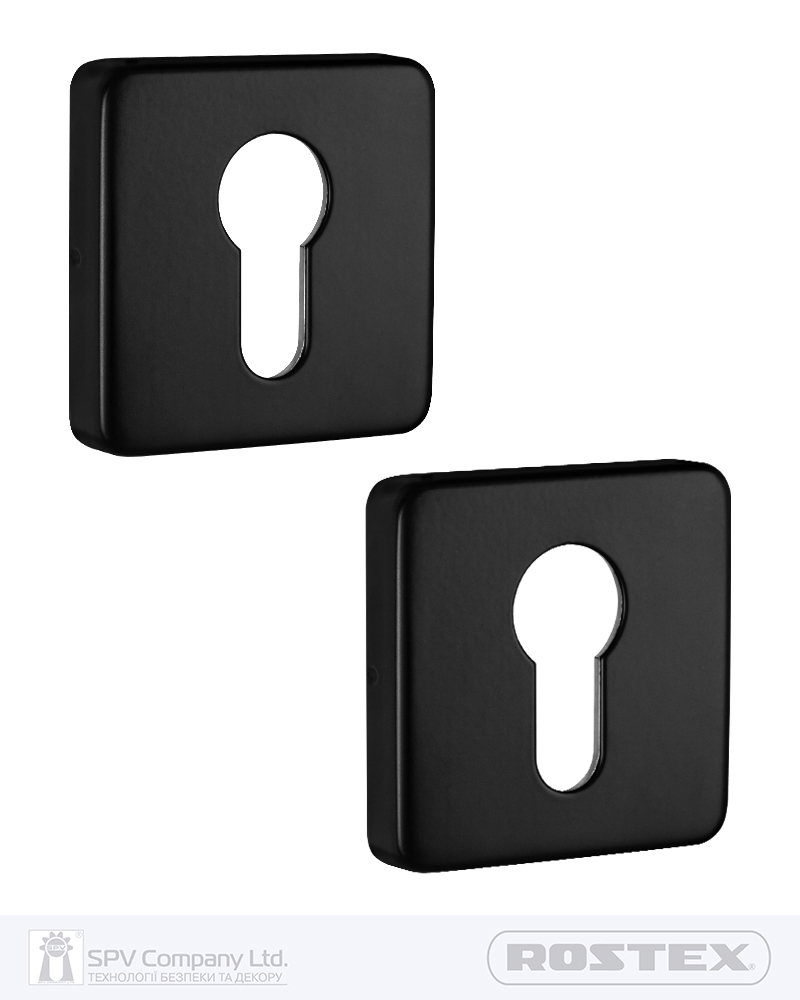 Фото Щиток ROSTEX DESIGN H53   PZ SQUARE   Фарба_чорна 38-52мм накладне   BLACK_MAT Комплект в інтернет-магазині locksmaster.com.ua