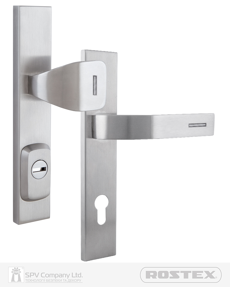 Фото Фурнітура захисна ROSTEX RN1/RN4_LUMINO RN fix-mov DIN PLATE 85мм Нерж.сталь_мат   40-50мм 3клас Hranate/Fondi NEREZ_MAT Комплект, Синя підсвітка в інтернет-магазині locksmaster.com.ua