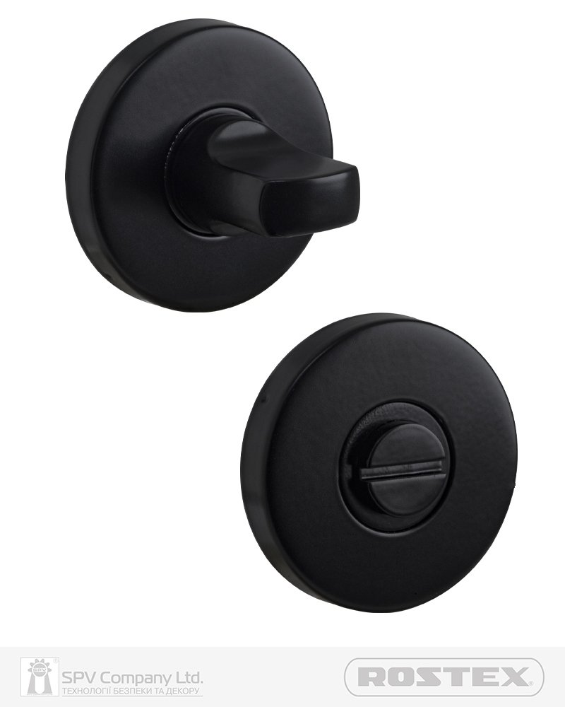 Фото Щиток ROSTEX   ES53   WC ROUND   Фарба_чорна 38-45мм накладне   BLACK_MAT Комплект в інтернет-магазині locksmaster.com.ua