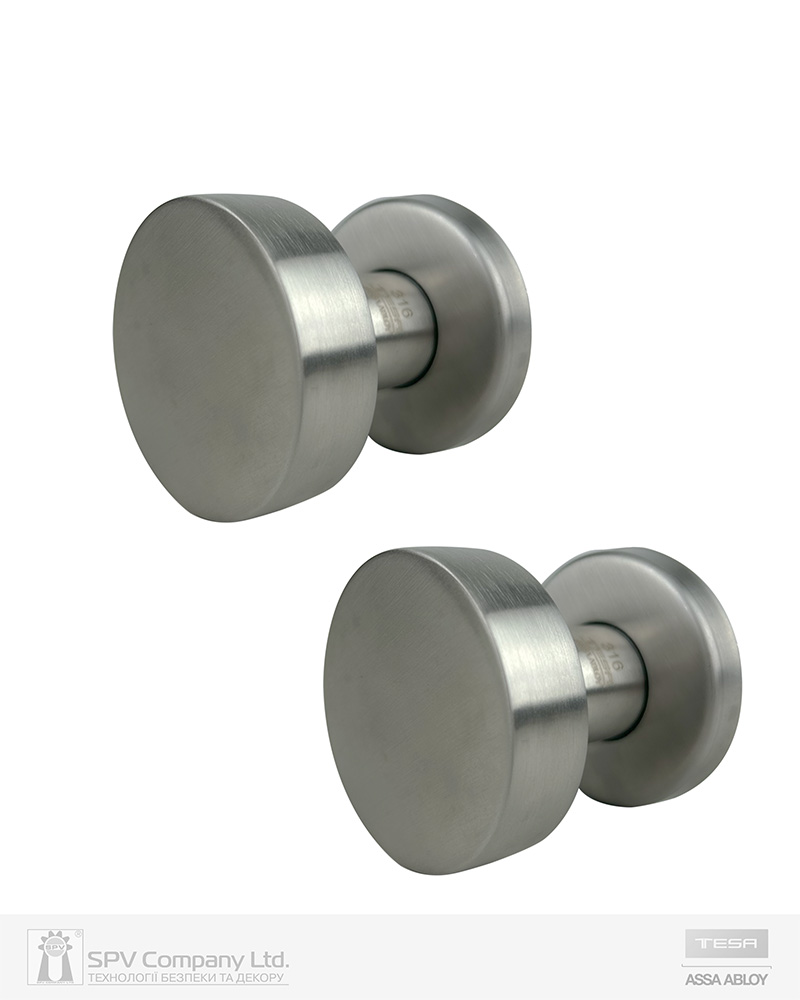 Фото Ручка дверна TESA KNOB INOX   ROUND fix-fix   Нерж.сталь_мат     накладне KNOB NEREZ_MAT Traffic Комплект в інтернет-магазині locksmaster.com.ua