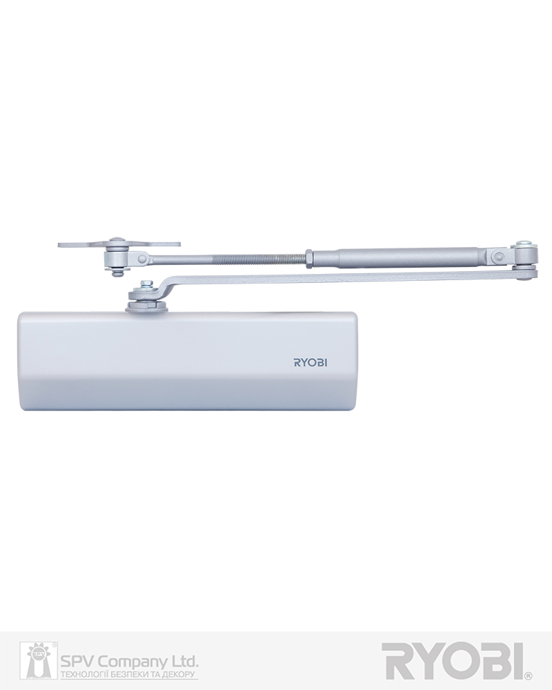 Фото Дотягувач накладний RYOBI 1500 D-1554 SILVER   UNIV_ARM EN_2/3/4 до_80кг 1100мм   FIRE осьового типу верхнього монтажу   в інтернет-магазині locksmaster.com.ua