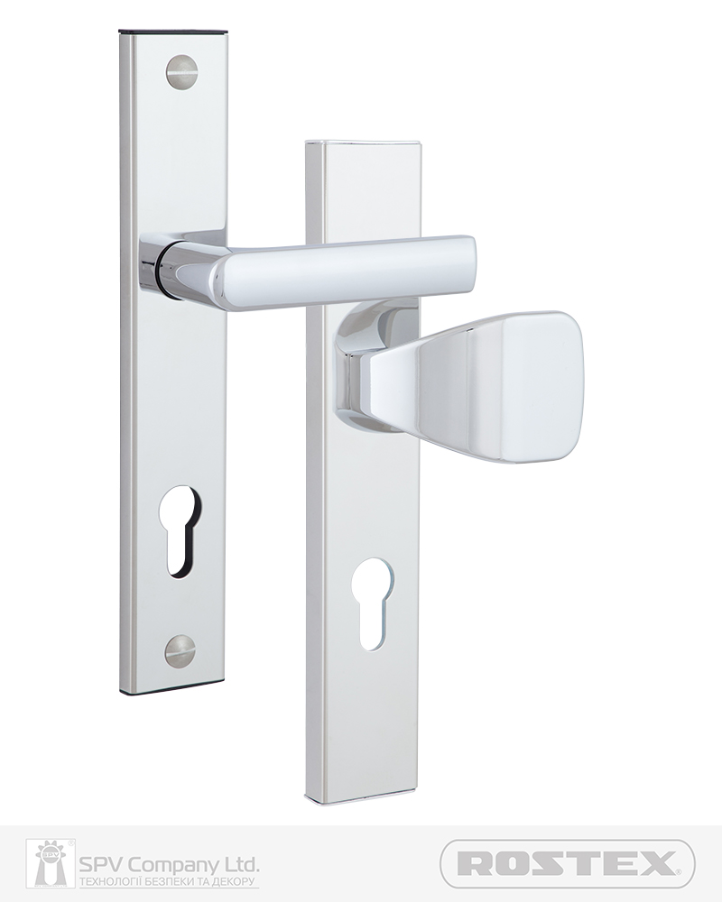 Фото Фурнітура захисна ROSTEX 802 R fix-mov PZ PLATE 90мм Хром_полірований   38-55мм 3клас Hranate/804 CR Комплект в інтернет-магазині locksmaster.com.ua