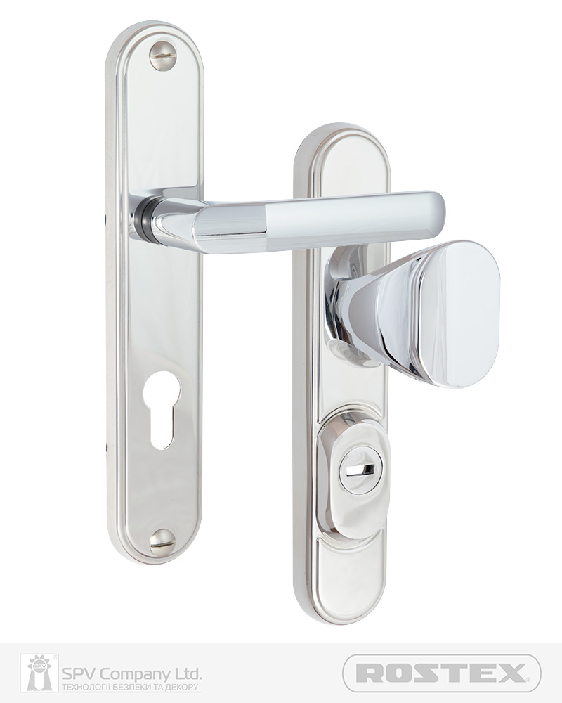 Фото Фурнітура захисна ROSTEX DECOR R fix-mov DIN PLATE 72мм Хром_полірований 23мм 40-45мм 4клас Ovalne/Baryt CR Комплект в інтернет-магазині locksmaster.com.ua