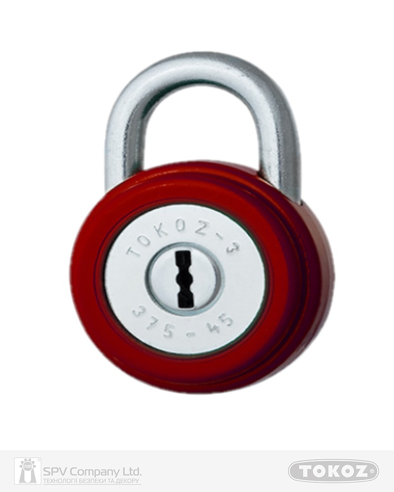 Фото Замок висячий TOKOZ 375/45       3KEY TK1_M NR_shackle 15мм 7мм PB червоний в інтернет-магазині locksmaster.com.ua