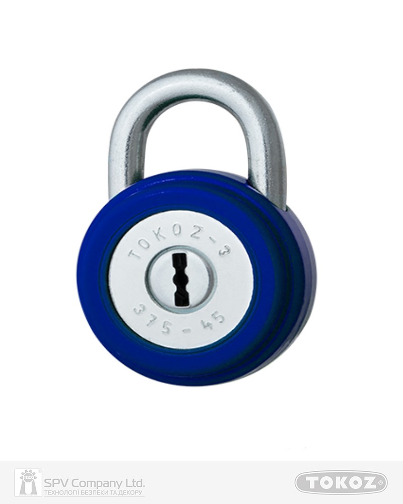 Фото Замок висячий TOKOZ 375/45       3KEY TK1_M NR_shackle 15мм 7мм PB синій в інтернет-магазині locksmaster.com.ua