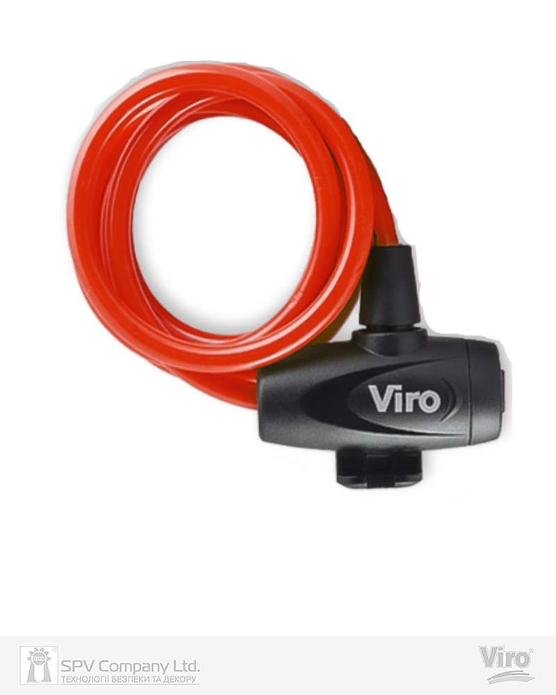 Фото Замок VIRO MOTO HAWAII RED з тросом 180 см   2KEY     в інтернет-магазині locksmaster.com.ua