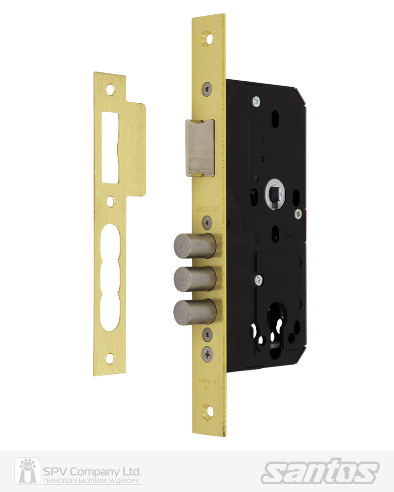 Фото Замок врізний SANTOS 1-WAY DIN 985 PB   UNIV BS45мм 85мм               SP   в інтернет-магазині locksmaster.com.ua