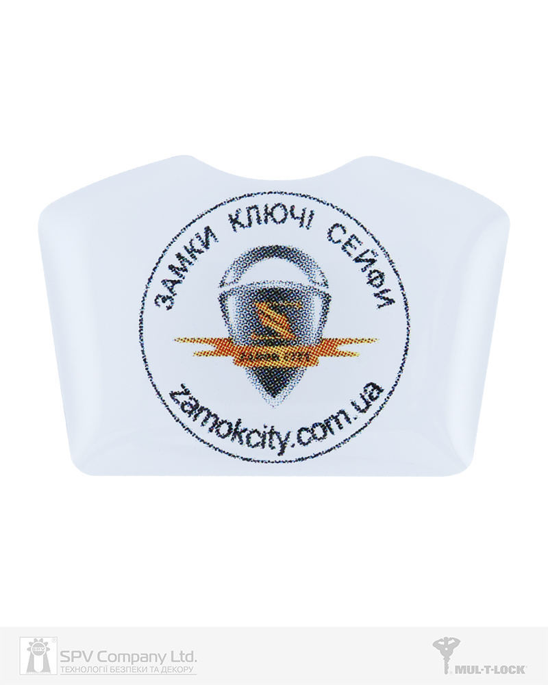 Фото Вставка-лого_кольорова ACRYL ZAMOK CITY WHITE об’ємна, самоклеюча в інтернет-магазині locksmaster.com.ua