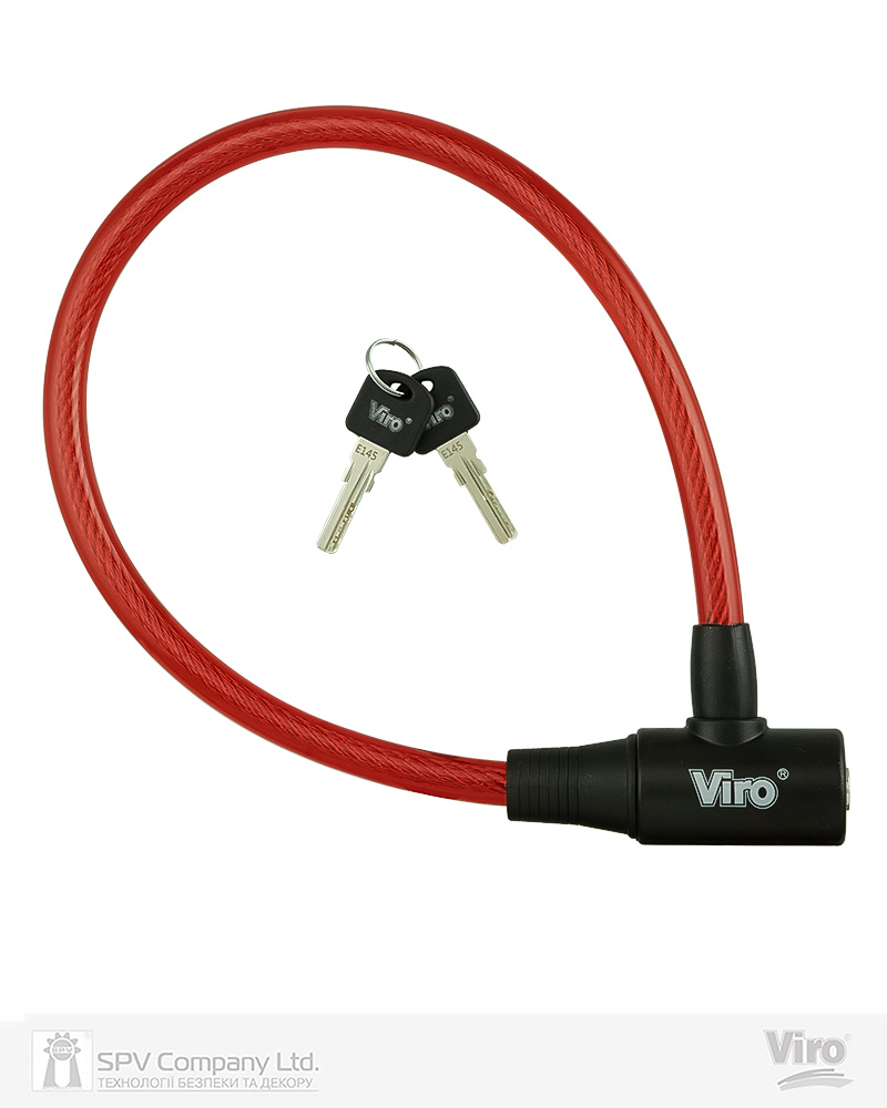 Фото Замок VIRO MOTO ELBA RED з тросом 45 см   2KEY     в інтернет-магазині locksmaster.com.ua