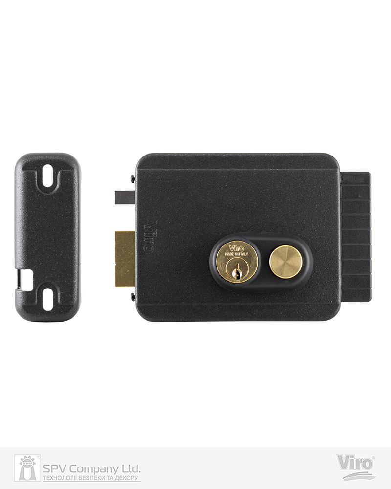 Фото Замок електромеханічний VIRO V97 8972.0794.2 BS50/80мм     T2   12VAC NC CYL_3KEY GATE накладний, з кнопкою, внутрішнього відкривання   BLACK в інтернет-магазині locksmaster.com.ua