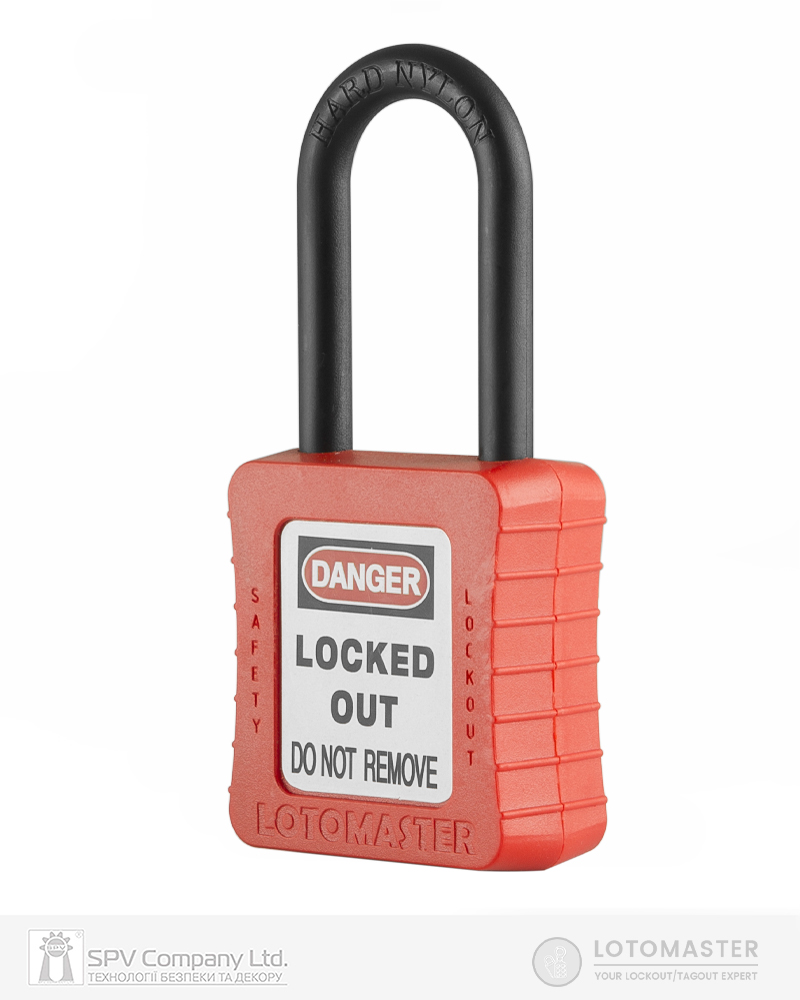 Фото Замок висячий LOTO MASTER   діелектричний 1KEY (червоний, індивідуальні ключі) в інтернет-магазині locksmaster.com.ua
