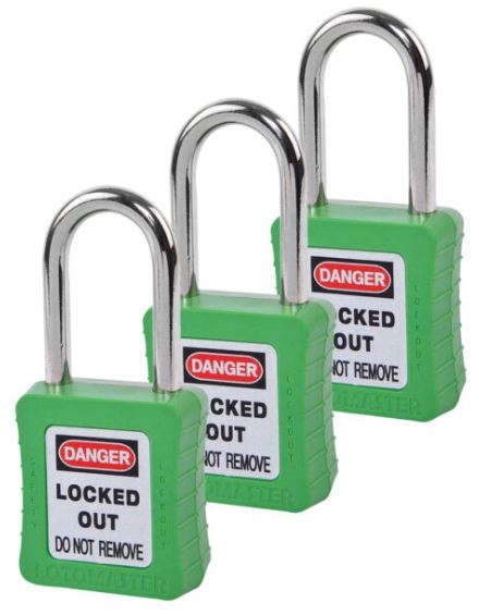 Фото Замок висячий LOTO MASTER   1KEY (зелений, індивідуальні ключі, сталева дужка 38мм) в інтернет-магазині locksmaster.com.ua