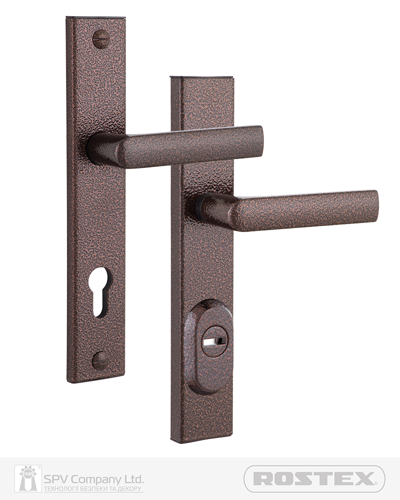 Фото Фурнітура захисна ROSTEX R1/R4 R mov-mov DIN PLATE 90мм Фарба_коричнева_антік 22мм 38-55мм 3клас 804 BROWN Комплект в інтернет-магазині locksmaster.com.ua