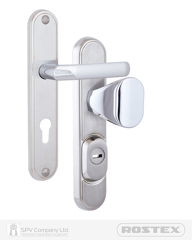 Фото Фурнітура захисна ROSTEX DECOR R fix-mov DIN PLATE 90мм Хром_мат 23мм 40-45мм 4клас Ovalne/Baryt CR_MAT Комплект в інтернет-магазині locksmaster.com.ua