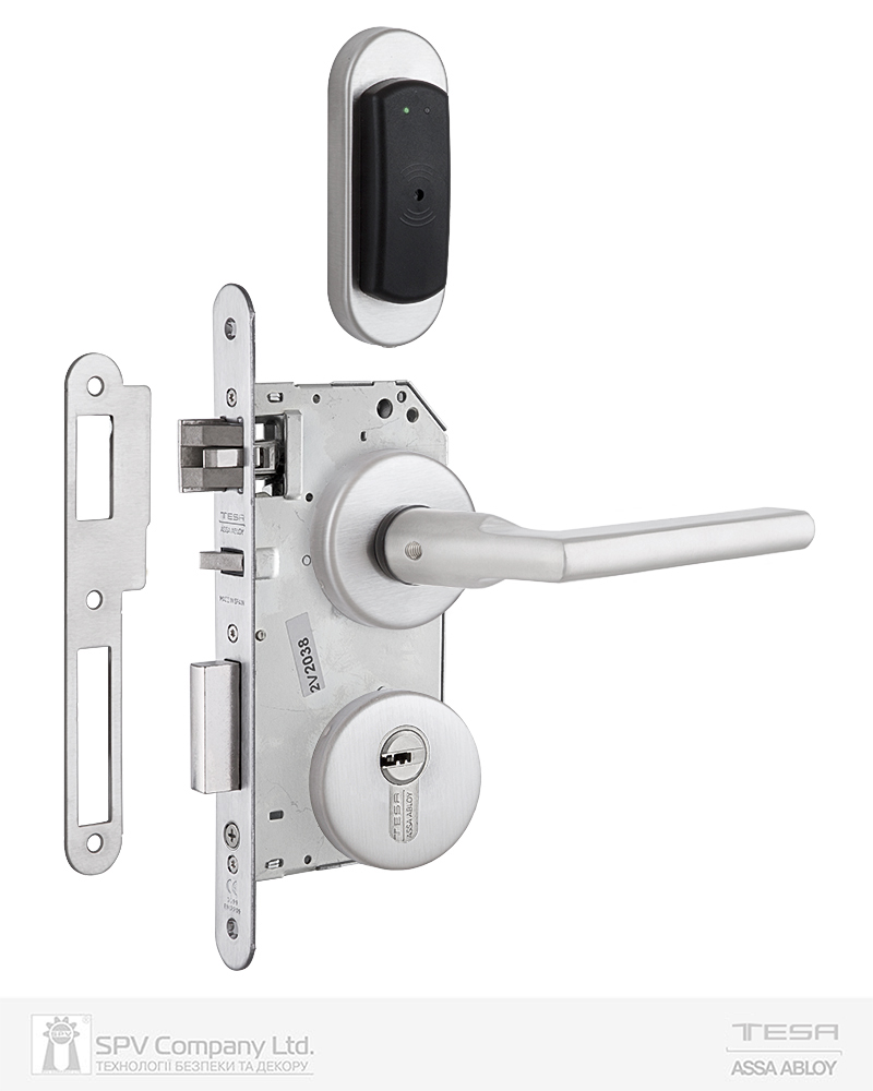 Фото Замок TESA SPY DESIGN V3 FSBE MIFARE   нерж.сталь матова P+V 2UB0 BS60мм 20 мм Rounded I: Inox UNIV STD в інтернет-магазині locksmaster.com.ua