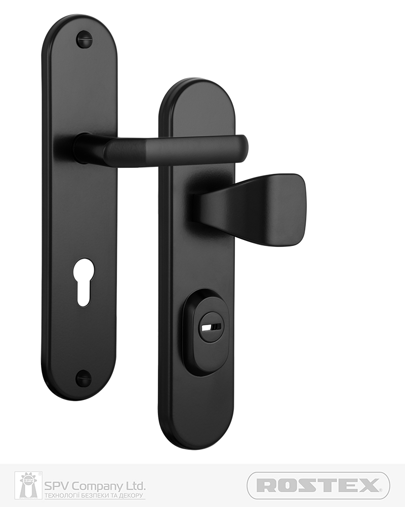 Фото Фурнітура захисна ROSTEX UNIVERSAL_PLUS R fix-mov DIN PLATE 85мм Фарба_чорна   38-55мм 3клас Baryt BLACK_MAT   в інтернет-магазині locksmaster.com.ua