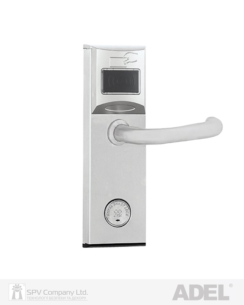 Фото Замок JWM F1-E-PP U-handle MIFARE ADEL   нерж.сталь матова   Euro-A BS68мм 22 мм SS LEFT 38-55 мм   в інтернет-магазині locksmaster.com.ua
