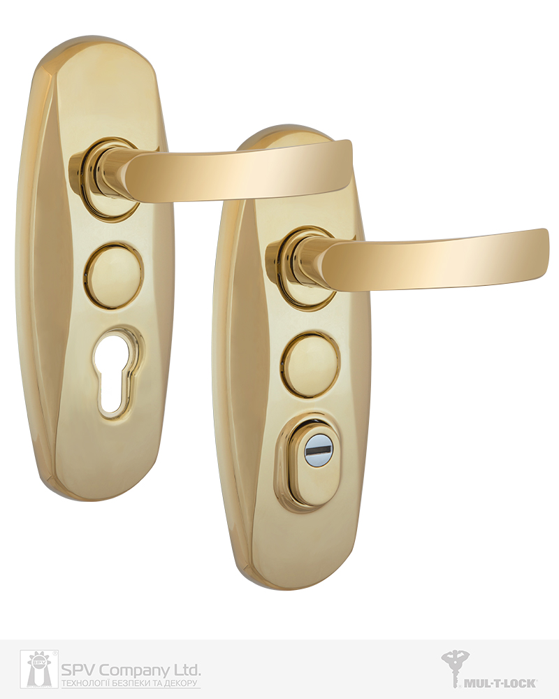 Фото Фурнітура захисна MUL-T-LOCK PLATINUM SH300 mov-mov DIN PLATE 85/90мм Латунь_полірована   50-55мм 3клас Platinum GOLD Комплект в інтернет-магазині locksmaster.com.ua