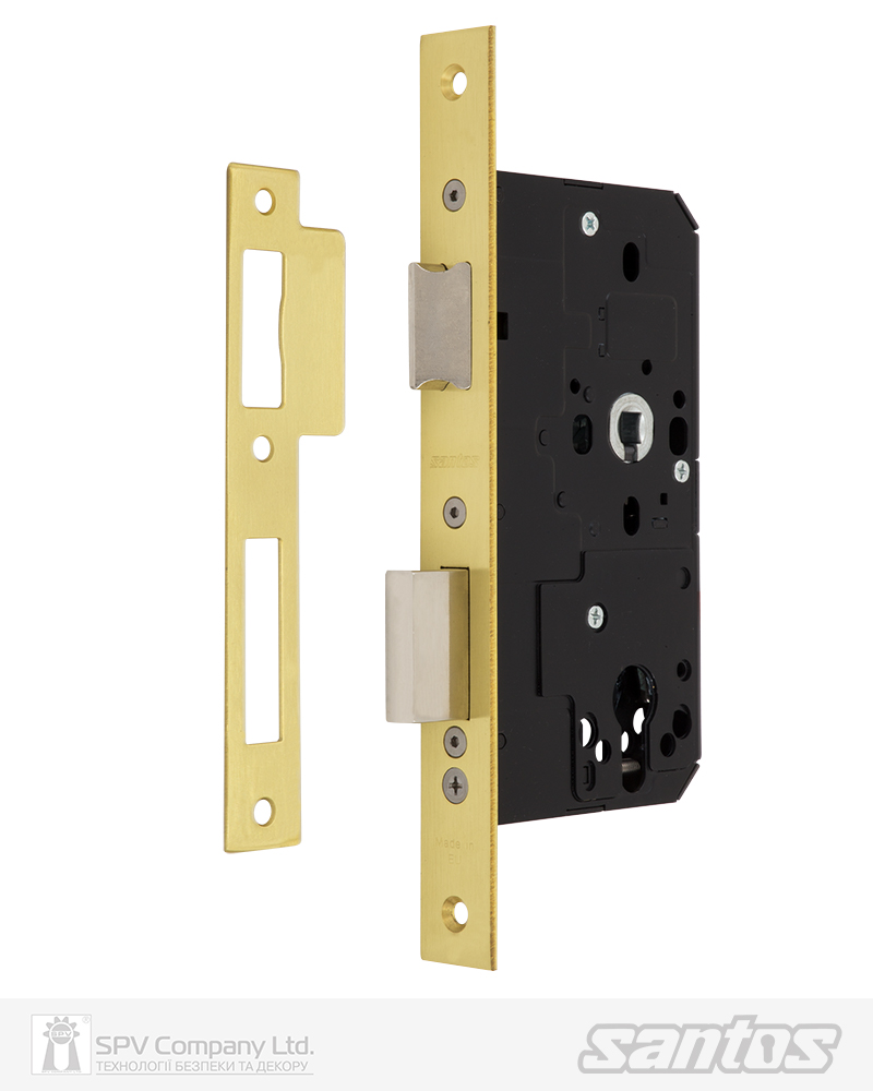 Фото Замок врізний SANTOS 1-WAY DIN 772 PB   UNIV BS60мм 72мм               SP   в інтернет-магазині locksmaster.com.ua