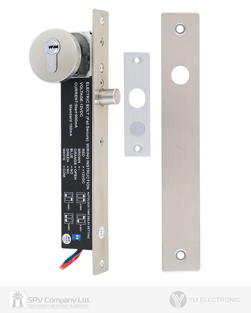 Фото Замок електроригельний YLI YB-600 12В НЗ 30 мм з циліндром YLI Е76Е_38х38Т_5KEY   в інтернет-магазині locksmaster.com.ua