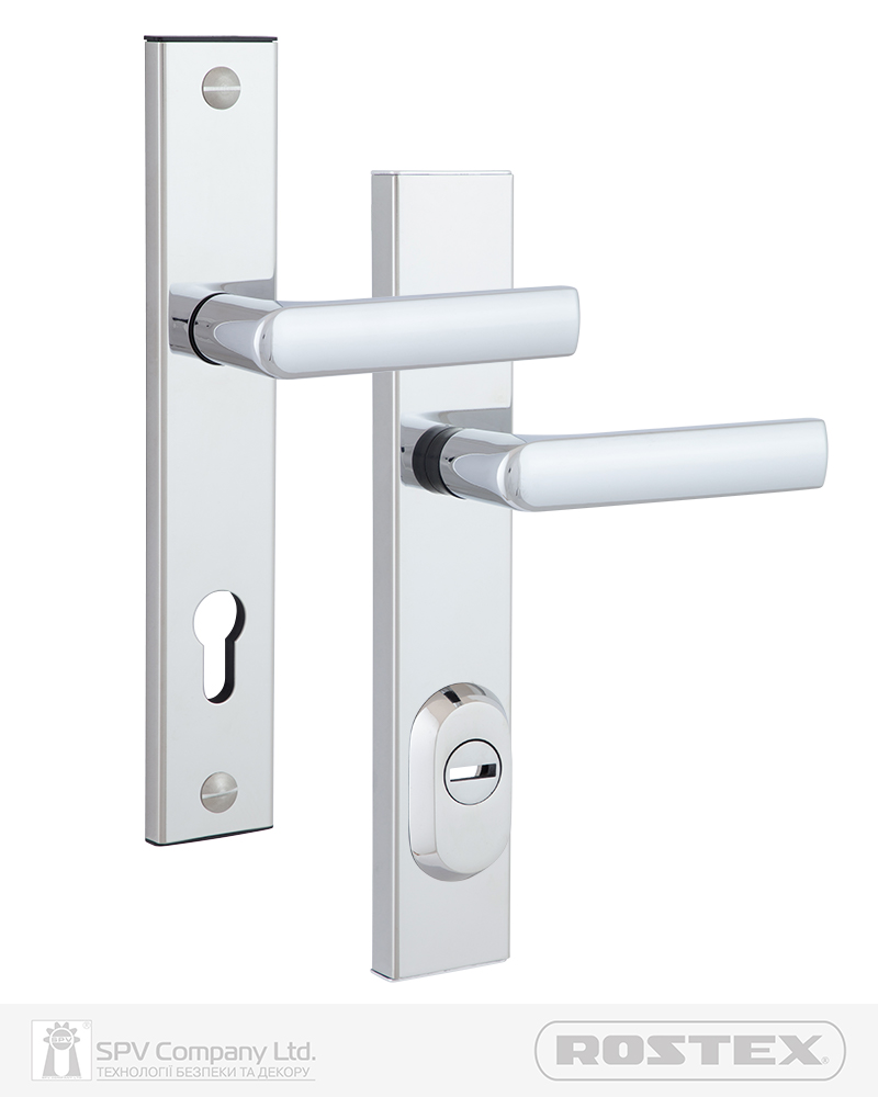 Фото Фурнітура захисна ROSTEX R1/R4 R mov-mov DIN PLATE 90мм Хром_полірований 22мм 38-55мм 3клас 804 CR Комплект в інтернет-магазині locksmaster.com.ua