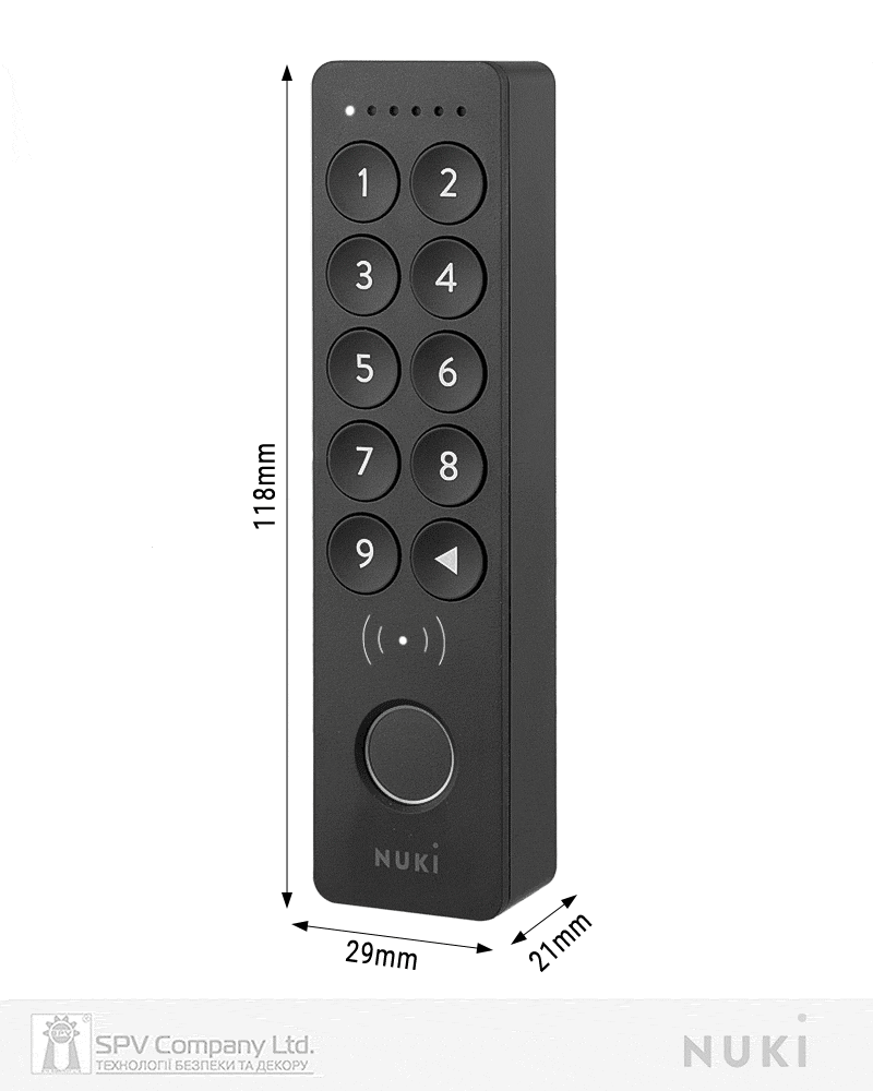 Фото Зчитувач електронний  NUKI Keypad 2 NFC Fingerprint + NFC чорний доступ за відбитком пальця + код + NFC в інтернет-магазині locksmaster.com.ua