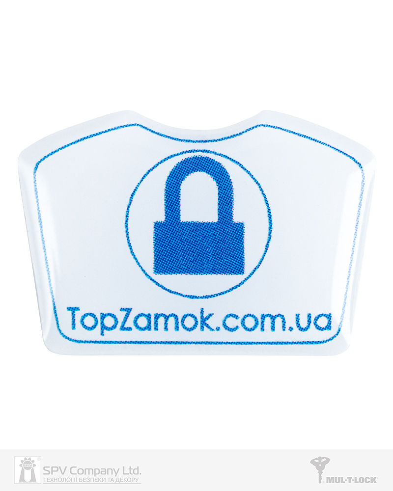 Фото Вставка-лого_кольорова ACRYL TOPZAMOK WHITE об’ємна, самоклеюча в інтернет-магазині locksmaster.com.ua