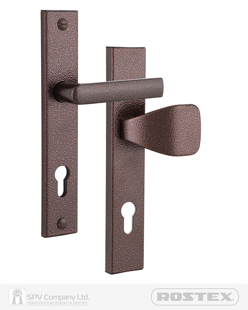 Фото Фурнітура захисна ROSTEX 802 R fix-mov PZ PLATE 90мм Фарба_коричнева_антік   38-55мм 3клас Hranate/804 BROWN Комплект в інтернет-магазині locksmaster.com.ua