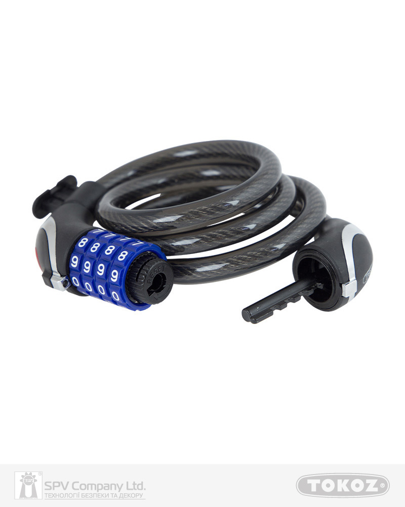Фото Замок TOKOZ MOTO   BLACK кодовий з тросом 100 см           в інтернет-магазині locksmaster.com.ua