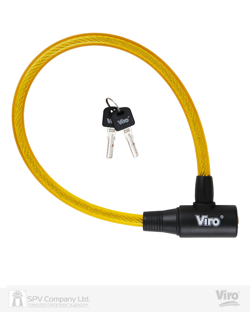 Фото Замок VIRO MOTO ELBA YELLOW з тросом 45 см   2KEY     в інтернет-магазині locksmaster.com.ua
