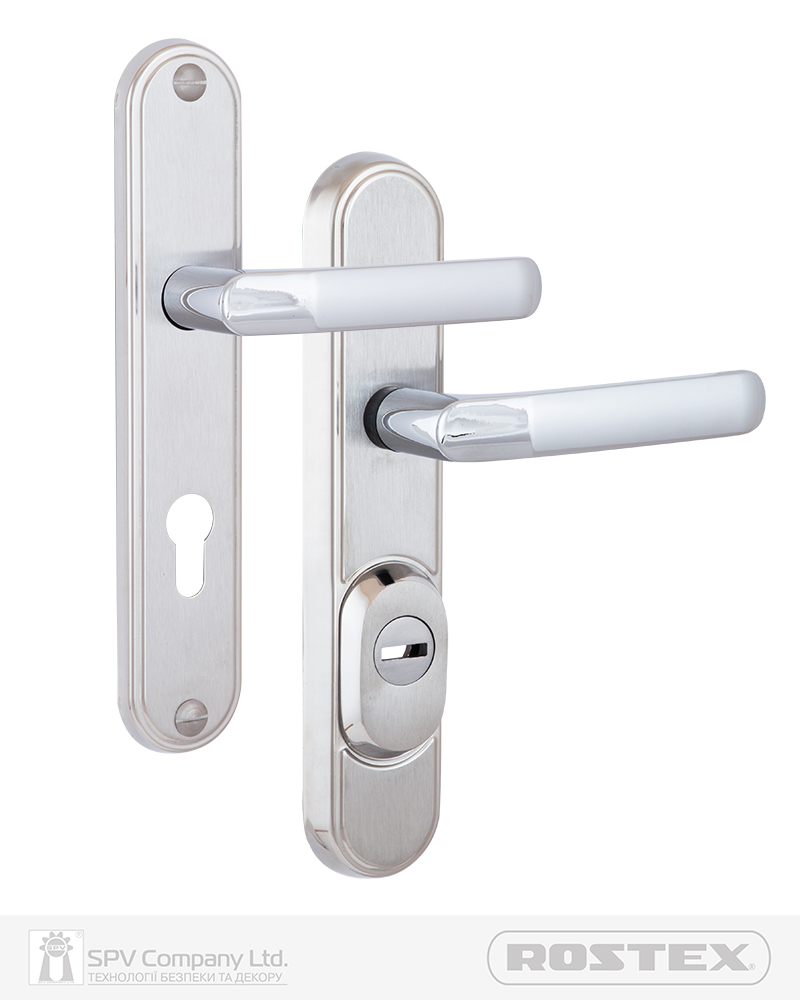 Фото Фурнітура захисна ROSTEX DECOR R mov-mov DIN PLATE 90мм Хром_мат 23мм 38-45мм 4клас Baryt CR_MAT Комплект в інтернет-магазині locksmaster.com.ua