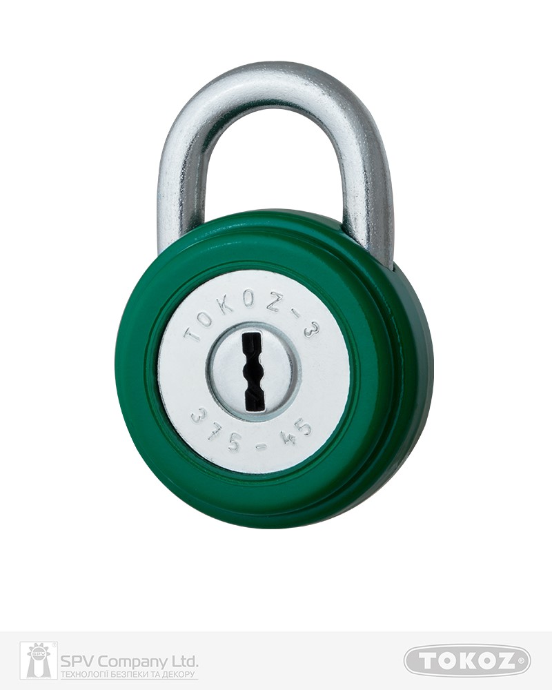 Фото Замок висячий TOKOZ 375/45       3KEY TK1_M NR_shackle 15мм 7мм PB зелений в інтернет-магазині locksmaster.com.ua
