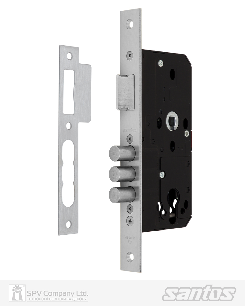 Фото Замок врізний SANTOS 1-WAY DIN 972 SS   UNIV BS50мм 72мм               SP   в інтернет-магазині locksmaster.com.ua