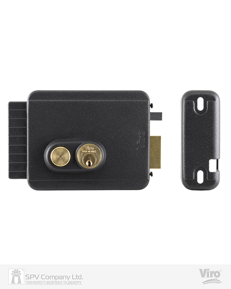 Фото Замок електромеханічний VIRO V97 8972.0794.1 BS50/80мм     T1   12VAC NC CYL_3KEY GATE накладний, з кнопкою, внутрішнього відкривання   BLACK в інтернет-магазині locksmaster.com.ua