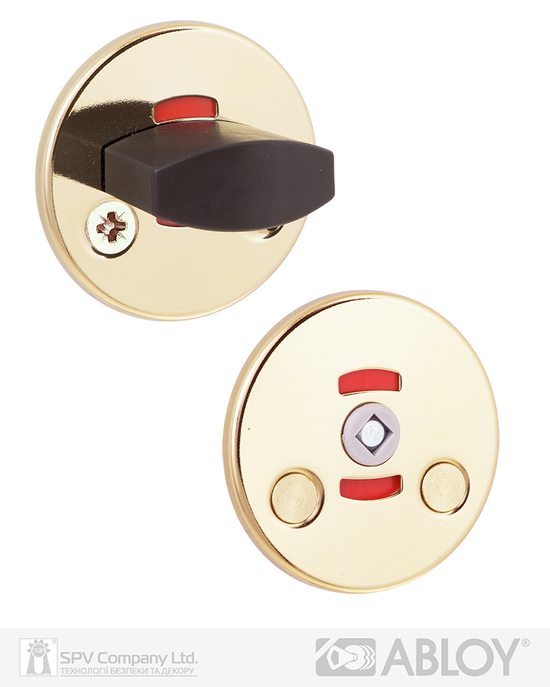 Фото Щиток ABLOY   LH001   WC_FIN ROUND   Лак_золотистий 40мм наскрізь   FE_KULA Комплект, шток 5мм в інтернет-магазині locksmaster.com.ua