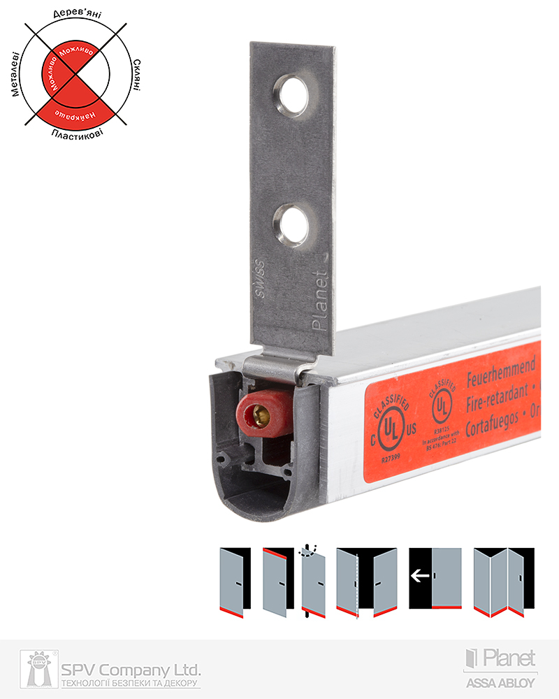 Фото   Ущільнювач активний PLANET RS 20.8/24x20mm/16mm 50 db 835 мм профільні FIRE   в інтернет-магазині locksmaster.com.ua