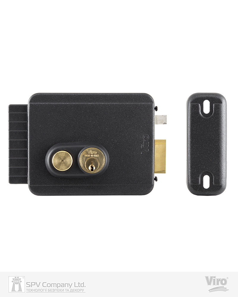 Фото Замок електромеханічний VIRO V97 8973.0712.1 BS50/80мм     T3   12VAC NC CYL_3KEY GATE накладний, з кнопкою, відкривання назовні   ANTHRACITE в інтернет-магазині locksmaster.com.ua