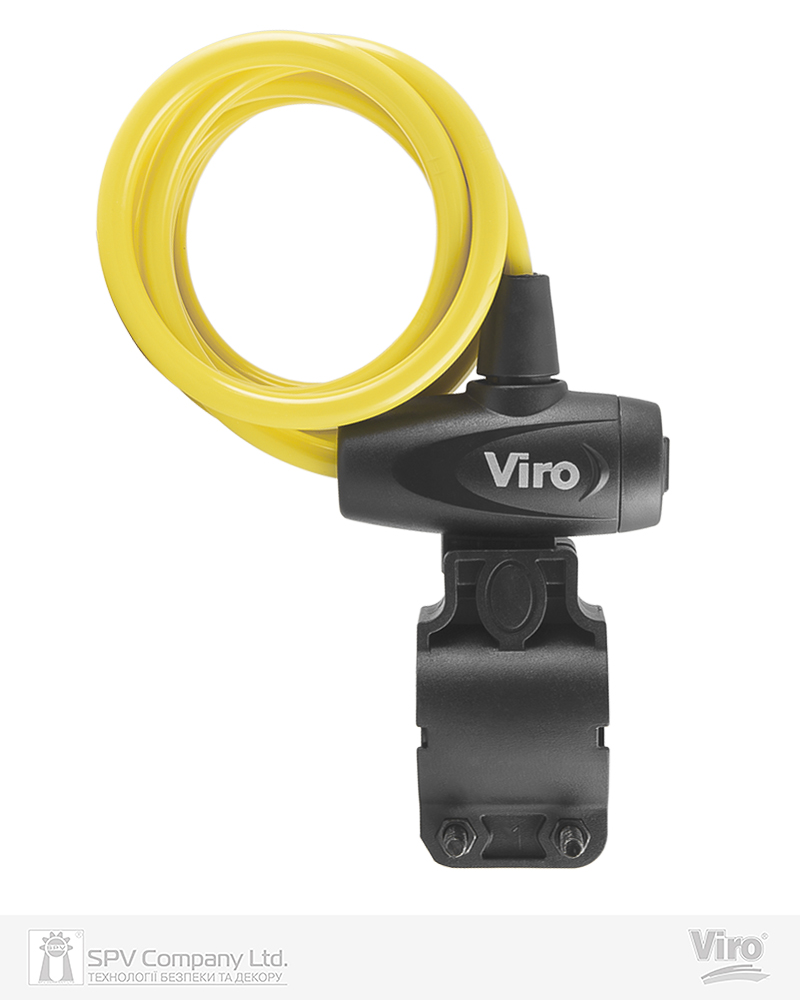 Фото Замок VIRO MOTO HAWAII YELLOW з тросом 180 см   2KEY     в інтернет-магазині locksmaster.com.ua