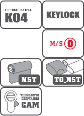 Фото Циліндр RB DIN_KT     KEYLOCX 66 NST 31x35T TO_NST CAM30   M/S   K04 в інтернет-магазині locksmaster.com.ua