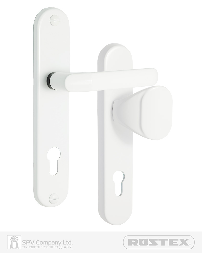 Фото Фурнітура захисна ROSTEX 802/О R fix-mov PZ PLATE 85мм Фарба_біла   58-61мм 3клас Hranate/Baryt WHITE Комплект в інтернет-магазині locksmaster.com.ua