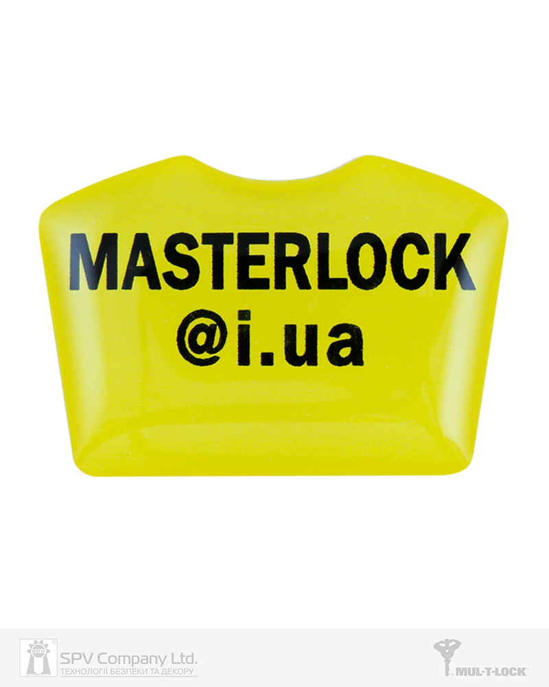 Фото Вставка-лого_кольорова ACRYL MASTERLOCK YELLOW об’ємна, самоклеюча в інтернет-магазині locksmaster.com.ua