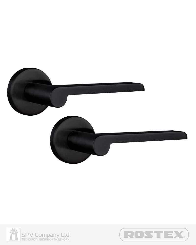 Фото Ручка дверна ROSTEX SOLDA ES53 mov-mov   ROUND   Фарба_чорна 38-45мм наскрізь Solda BLACK_MAT Комплект в інтернет-магазині locksmaster.com.ua