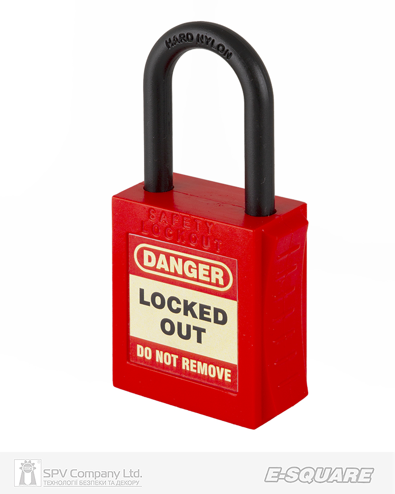 Фото Замок висячий E-SQUARE     діелектричний (червоний, набір 6 замків, індівідуальні ключі) в інтернет-магазині locksmaster.com.ua
